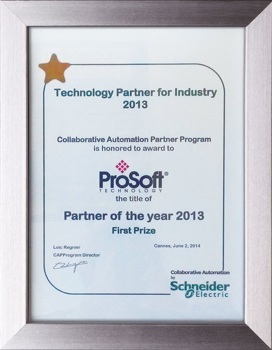 ProSoft Technology zdobywa tytuł “Partner of the Year” przyznawany przez Schneider Electric
